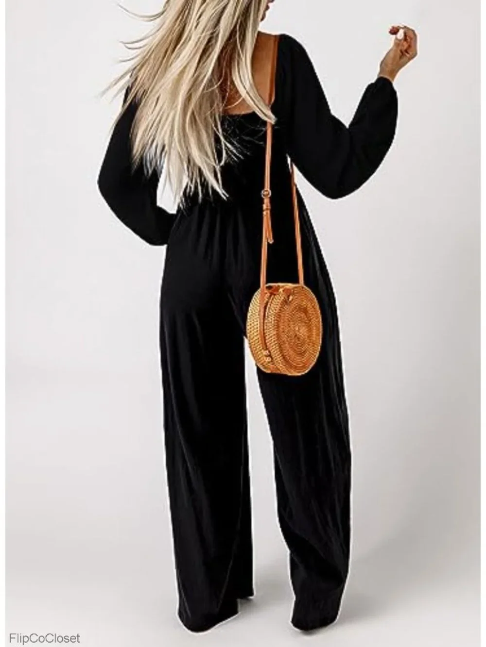 Womens Jumpsuit One Piece Long Sleeve Wide Leg Casual Romper